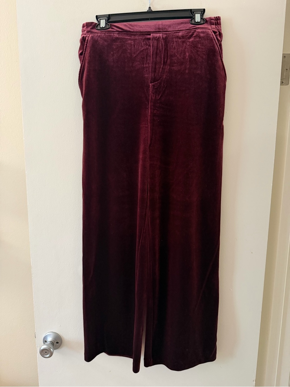 Velvet Wide-Leg Pants in Deep Burgundy